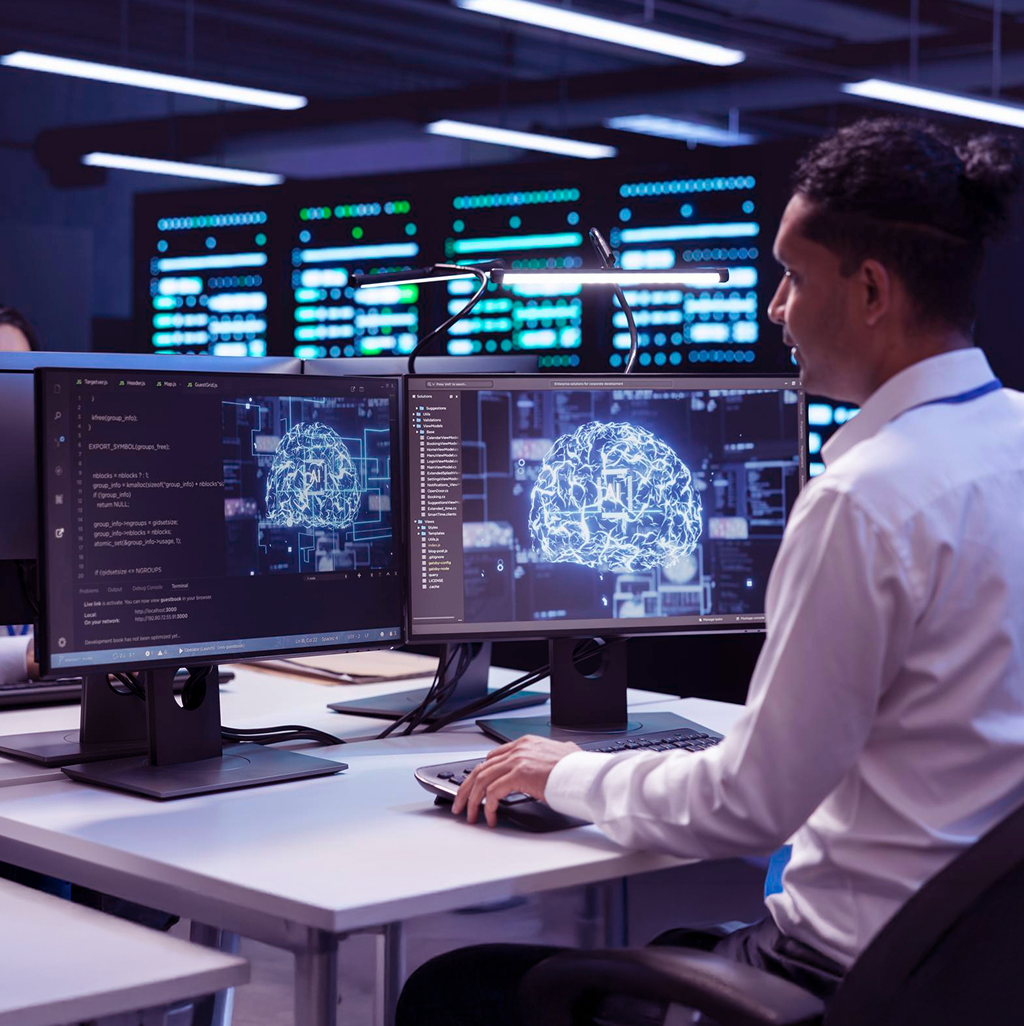 AI developer working on machine learning project