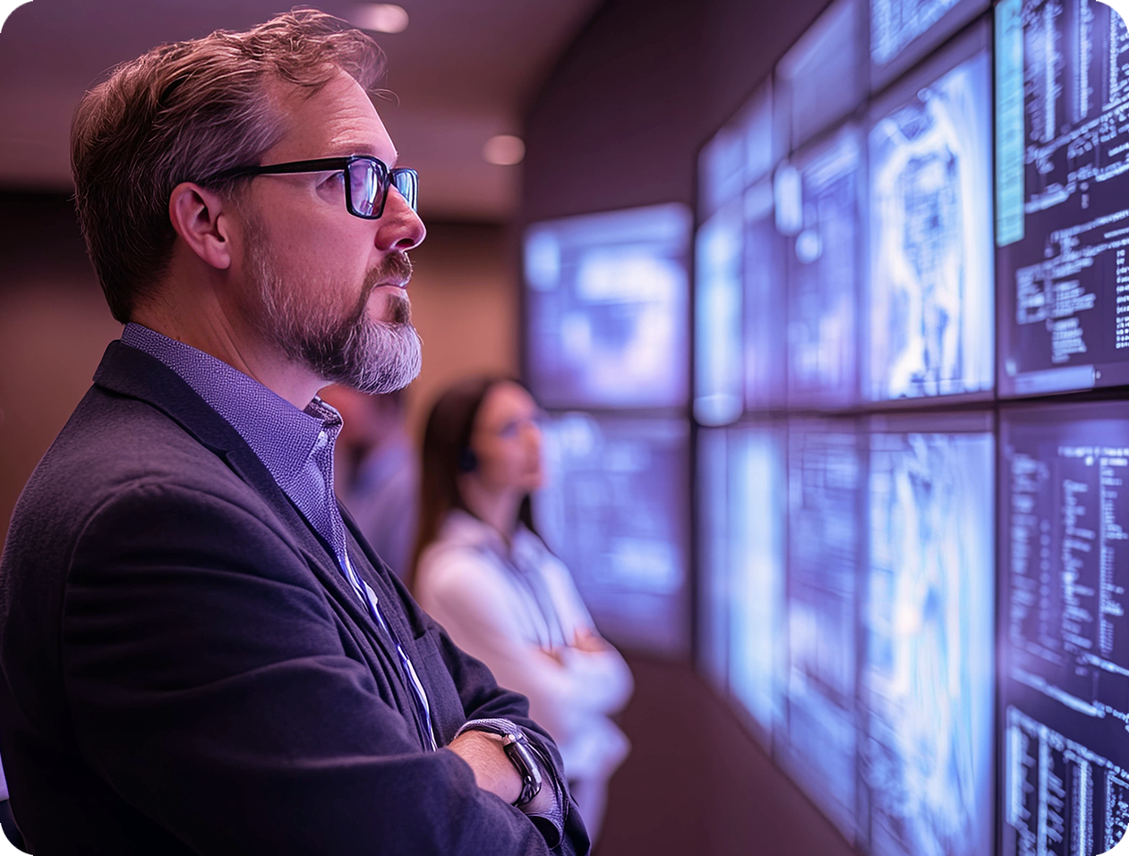 bank manager analyzing data