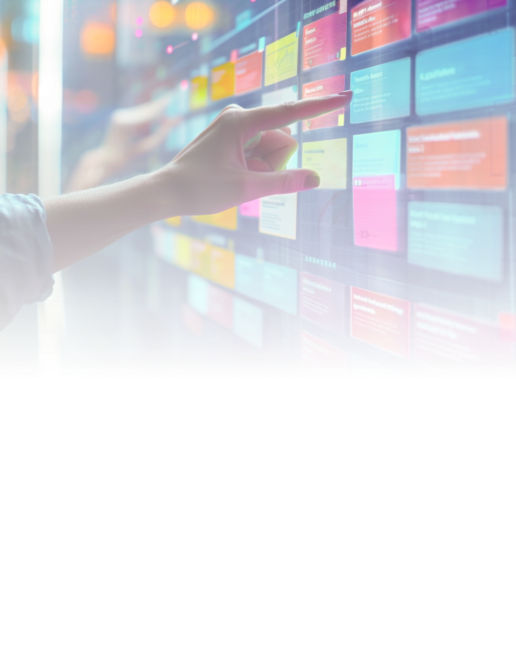 hand touching a virtual dash board