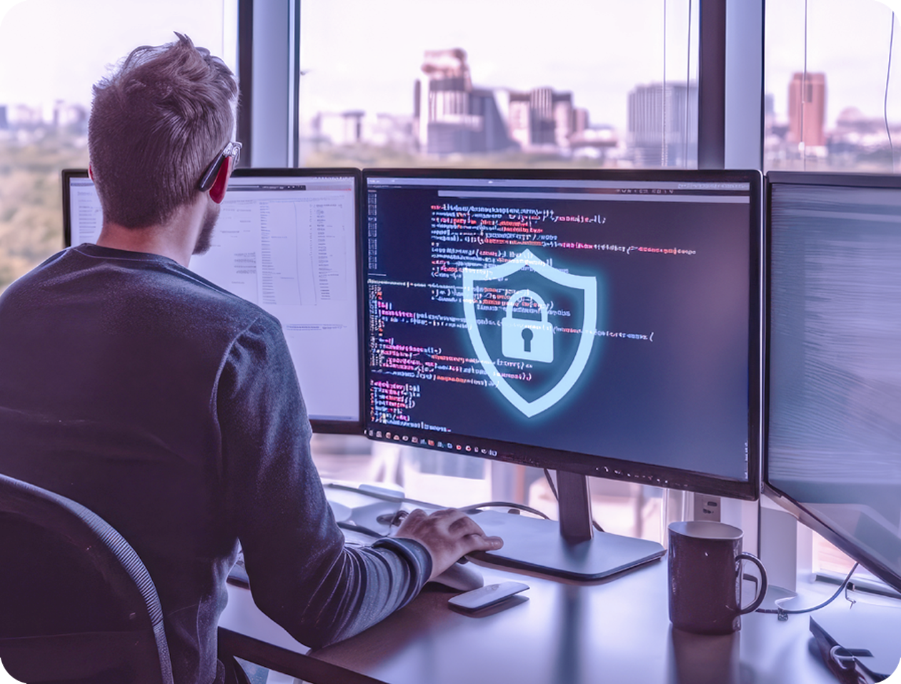 developer sitting at the desk