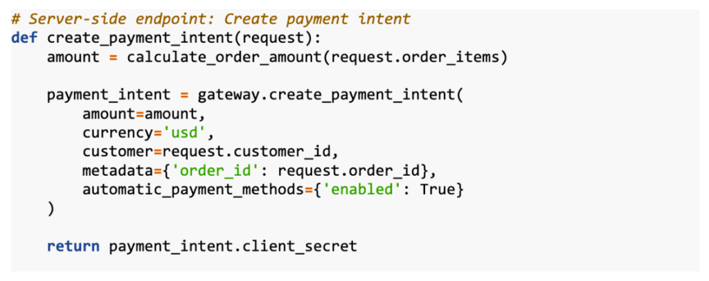 Server-side endpoint: Create payment intent