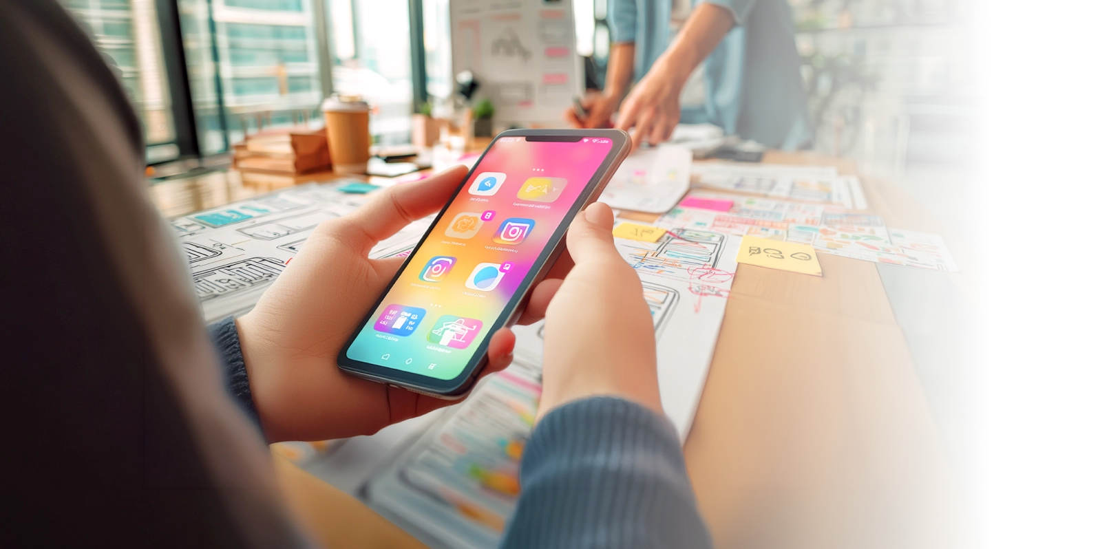 a person scrolling through mobile apps