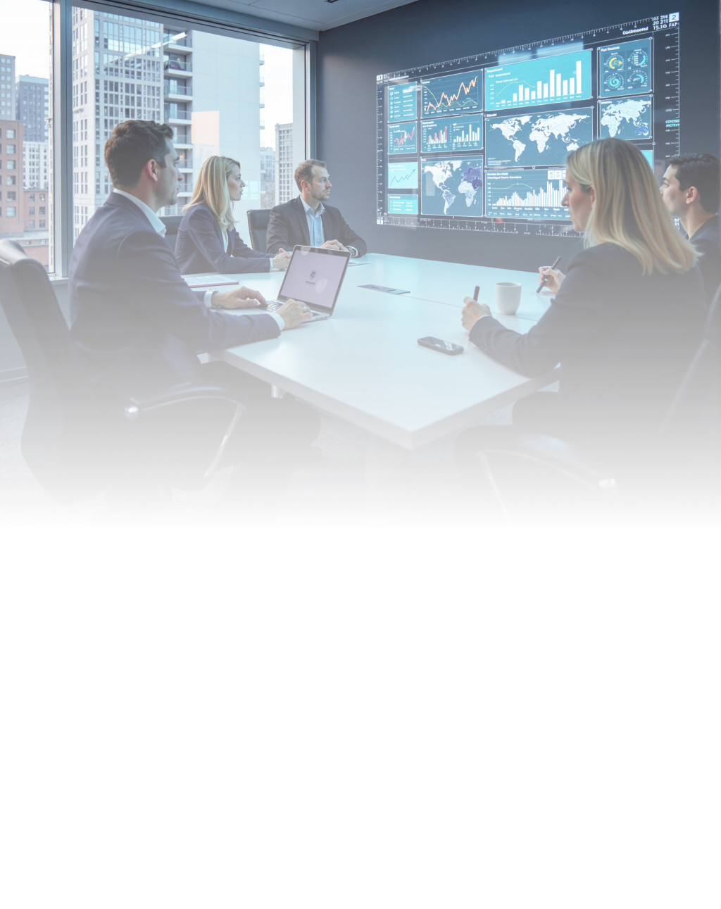 Business people sitting in a conference room and choosing between RAG and fine-tuning