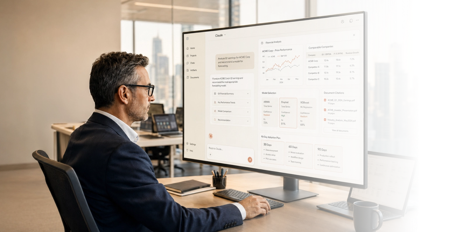 A financial expert is working with Claude for financial reports