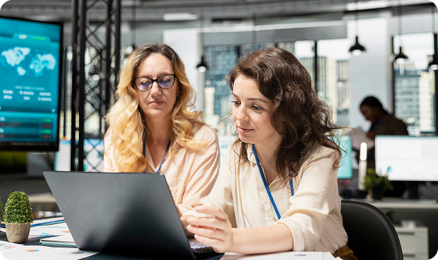 Two female professionals working together