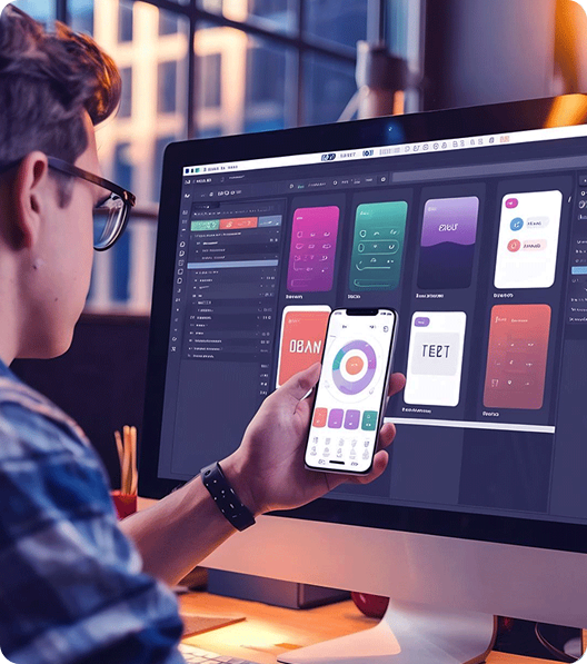 App developer reviewing mobile application visuals
